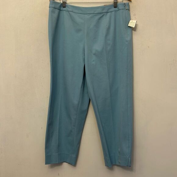 Peck & Peck robins egg blue side zip ankle pants Size 14 New - Picture 1 of 9